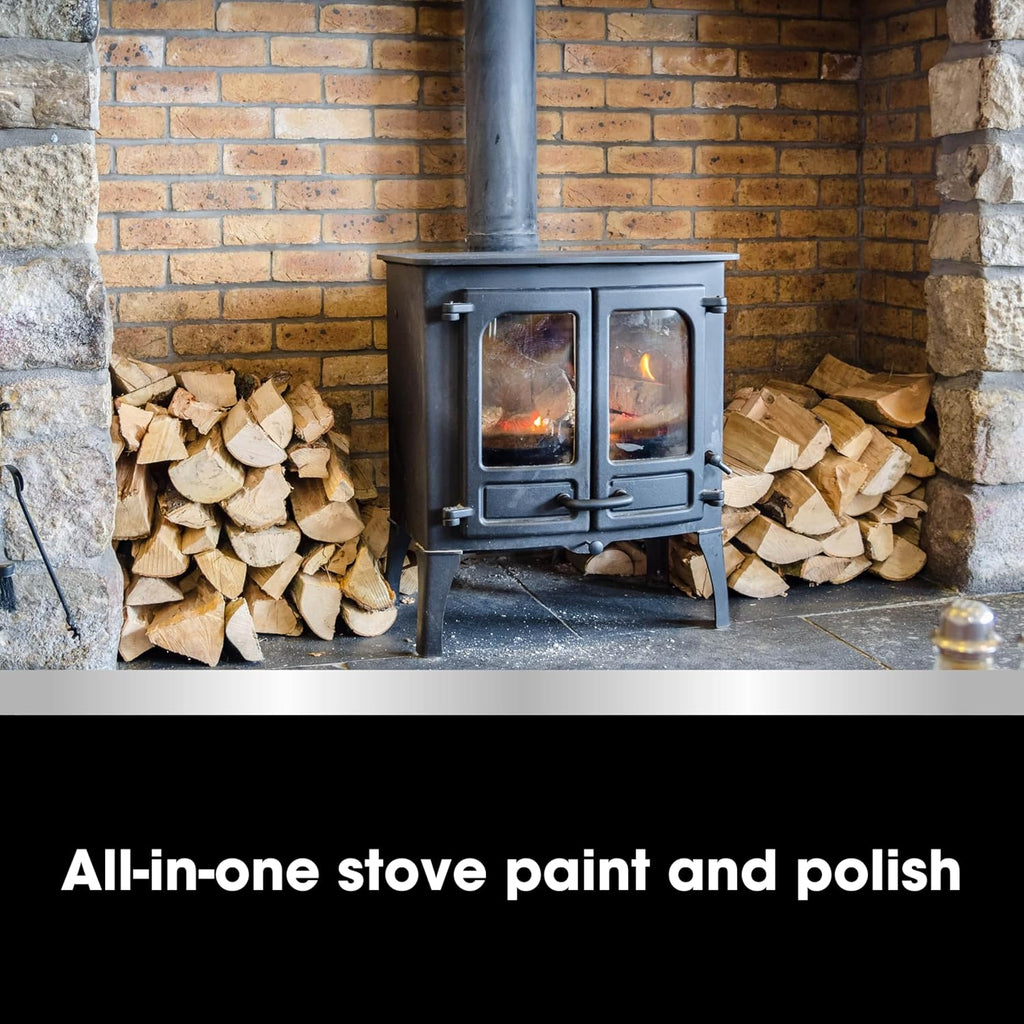 Furniture Clinic Stove Restorer | Matte Black High Heat Paint | Restores and Protects Cast Iron | For use on Log Burners, Grates, & Fireplaces | 8.5oz / 250ml