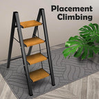 Taranta 4 Step Ladder,Aluminum Lightweight Folding 4 Step Stool with Anti-Slip Wide Pedal, 330lbs Capacity Step Ladder for Household,Kitchen,Office - BlackWoodgrain