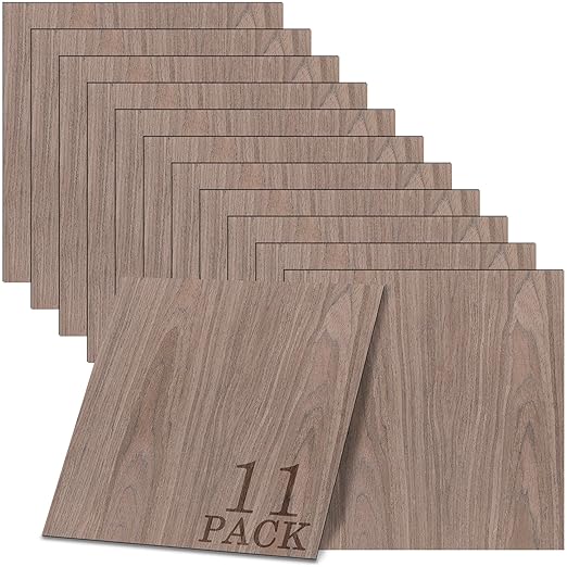 GSCIT Club 11 PCS Walnut Wood Veneer, 12 inch x 12 inch Wood Edge Banding Pre-glued Flexible, Veneer Tape Banding for Cabinet Repair Furniture Restoration