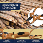 Kings County Tools Ratcheting Hand Pruner | Extra Cutting Strength | Adjust Grip to Activate Ratchet Mechanism | Cast Aluminum with Rubber Grip on Handle | Carbon Steel Blade