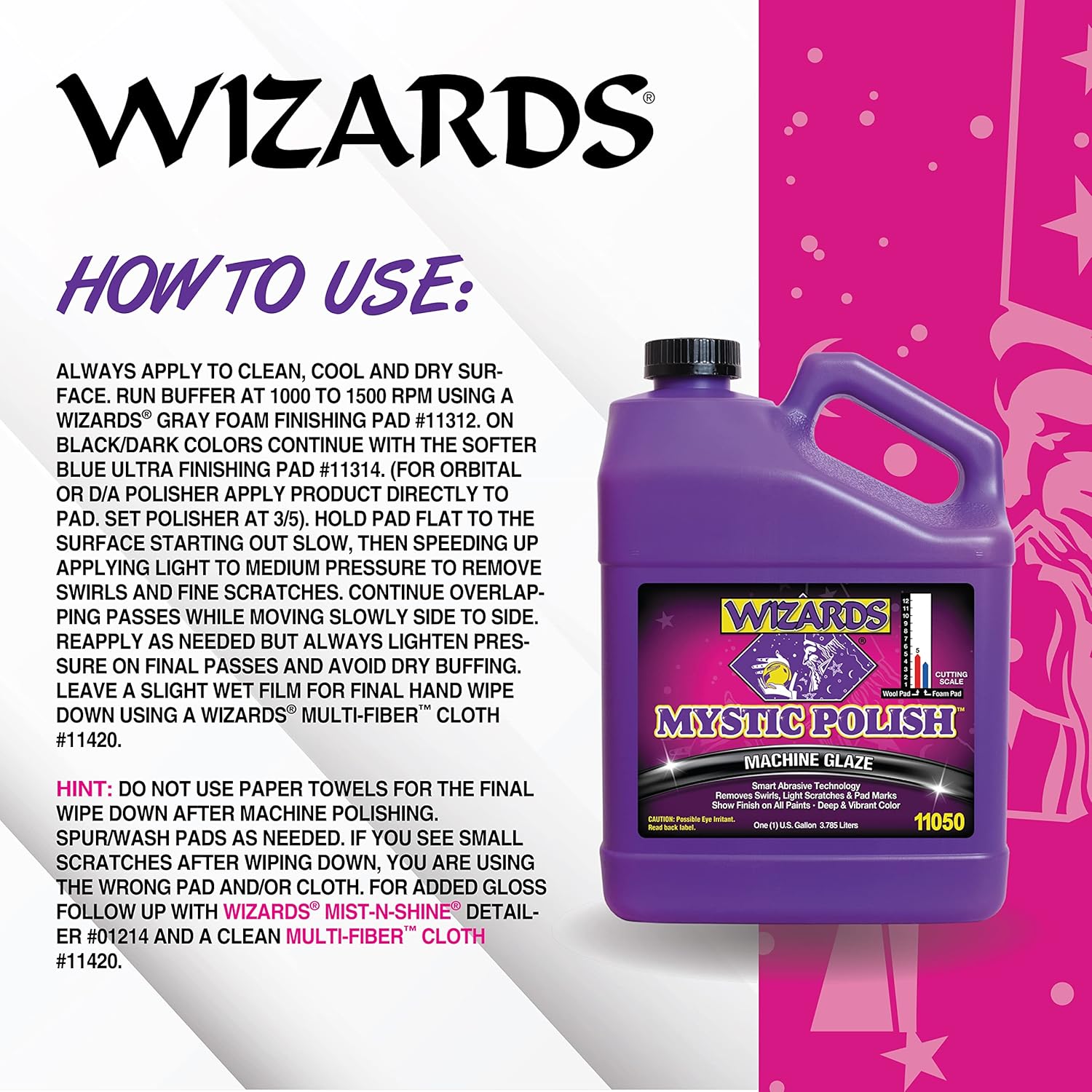 Wizards Mystic Polish Machine Glaze - Cutting Compound and Polish with Smart Abrasive Technology - Professional Car Scratch Remover - Water-Based Polishing Compound for Car Detailing Kit - 1 Gallon