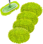 Reusable Microfiber Chenille Mop Pads Compatible with Swiffer Sweeper, Dry Sweeping Cloths & Wet Mopping Cloths, Refills for Hardwood Surface Floor Cleaning, 4 Pack (Green)