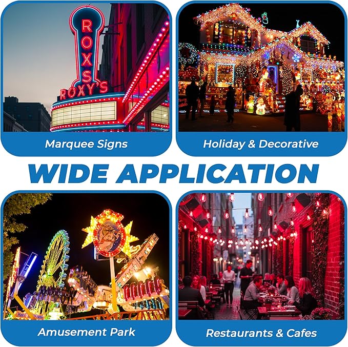 OHLECTRIC Red Night Light Bulbs (10-Pack) 11-Watt S14 Sign Bulb, Decorative Light Bulbs, E26 Medium Base, Colorful Bulbs, Dimmable, Sign Replacement Lamp for Indoor & Outdoor Use. Avg Hours 5000