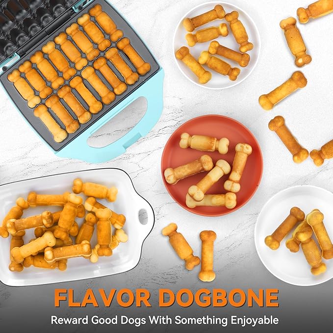 Baker's Friend Dog Treat Maker Machine in 2 Shapes, 16 Bones Dog Treat Molds Gifts for Dog Lovers, Personalized Dog Gifts, Snack Machine, Brush & Recipes Included, Aqua