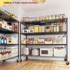 REIBII 75.6" H Storage Shelves Wire Shelving Unit with Wheels 2500LBS Garage Shelving Heavy Duty Metal Shelves for Storage Rack Adjustable Pantry Shelf Commercial Shelving, 75.6" H X 55.5''W X 24" D
