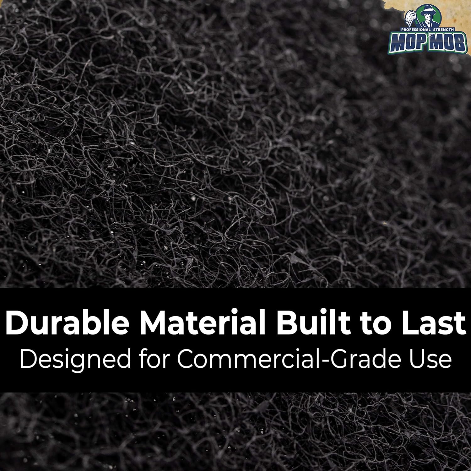 Heavy Duty XL Black Scouring Pad 5 Pack. 10 x 4.5in Large Multipurpose Nylon Scrubbing Sponges. Clean Bathrooms, Kitchens, Counters and Floors to Erase Grime and Make Surfaces Sparkle
