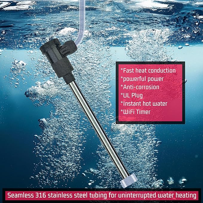 1500W Immersion Water Heater for Pool & Hot Tub – Portable Electric Submersible Heater with Temp Control, Auto Shut-Off, and WiFi Timer for Spa, Bathtub, Above Ground Pool, and Baptistry