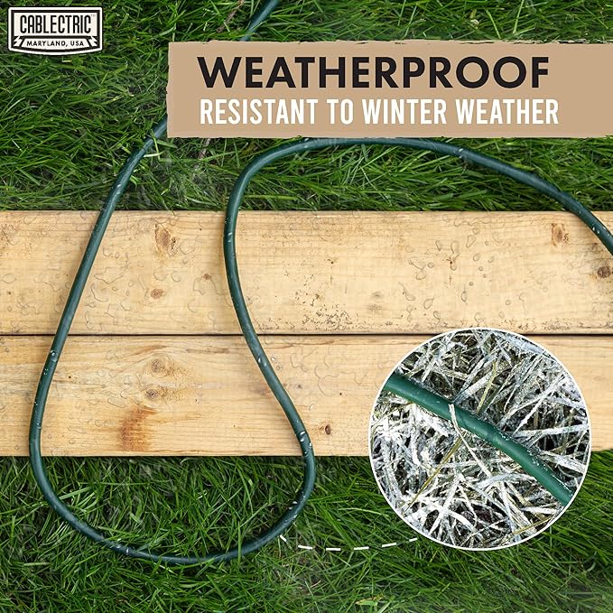 25 ft Outdoor Extension Cord 3 Outlet, 16/3 SJTW Weatherproof Multiple Plugs Green Extension Cord 3 Prong, 13 Amp Exterior Power Cable Three Way Plug for Outside & Landscaping