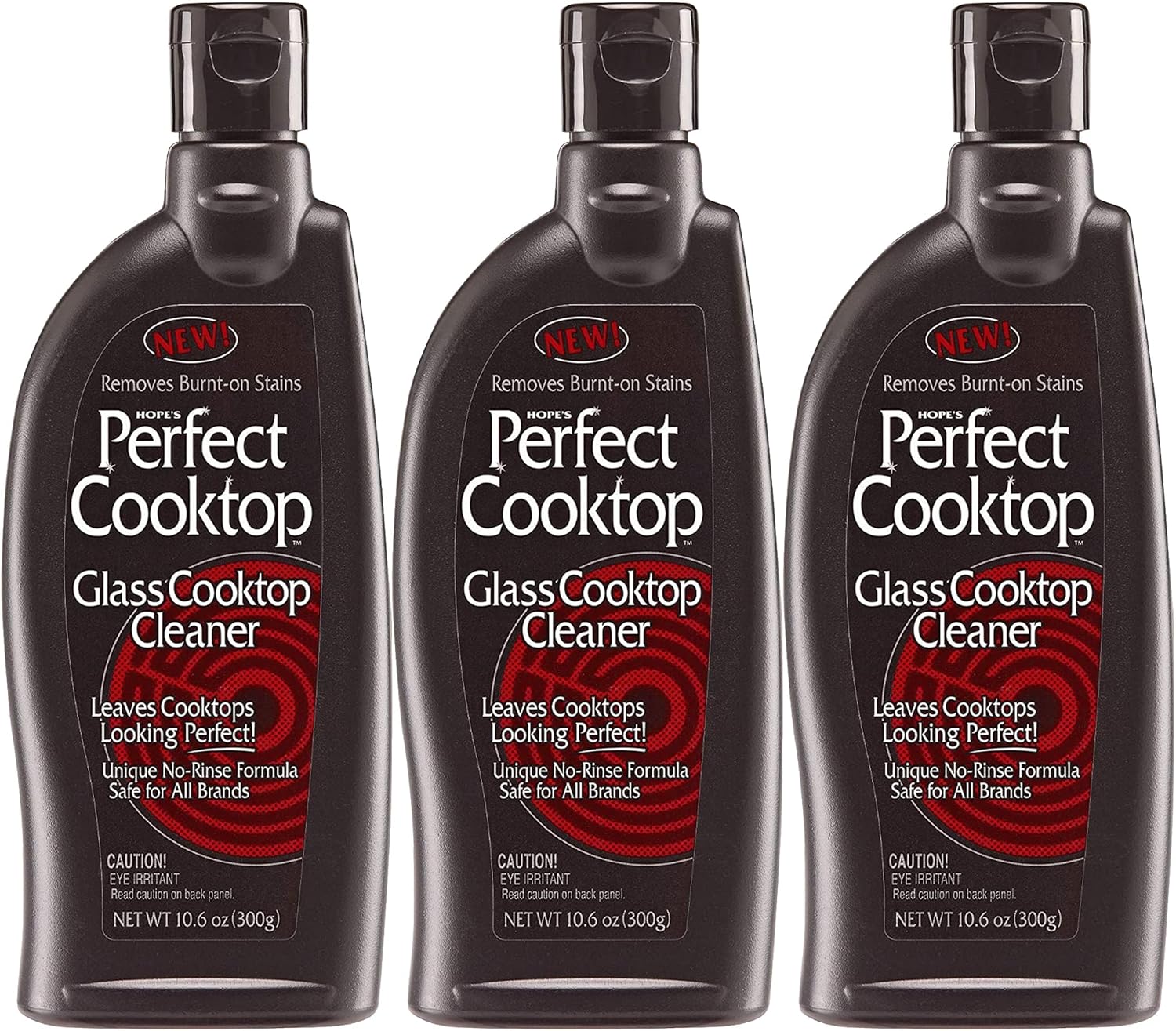 HOPE'S Perfect Cooktop Glass and Ceramic Cooktop and Stove Top Cleaner, Fast Acting and Removes Burnt on Stains from Glass Ceramic Smooth Top Ranges with its No Rinse Formula, 10.6 Oz, Pack of 3