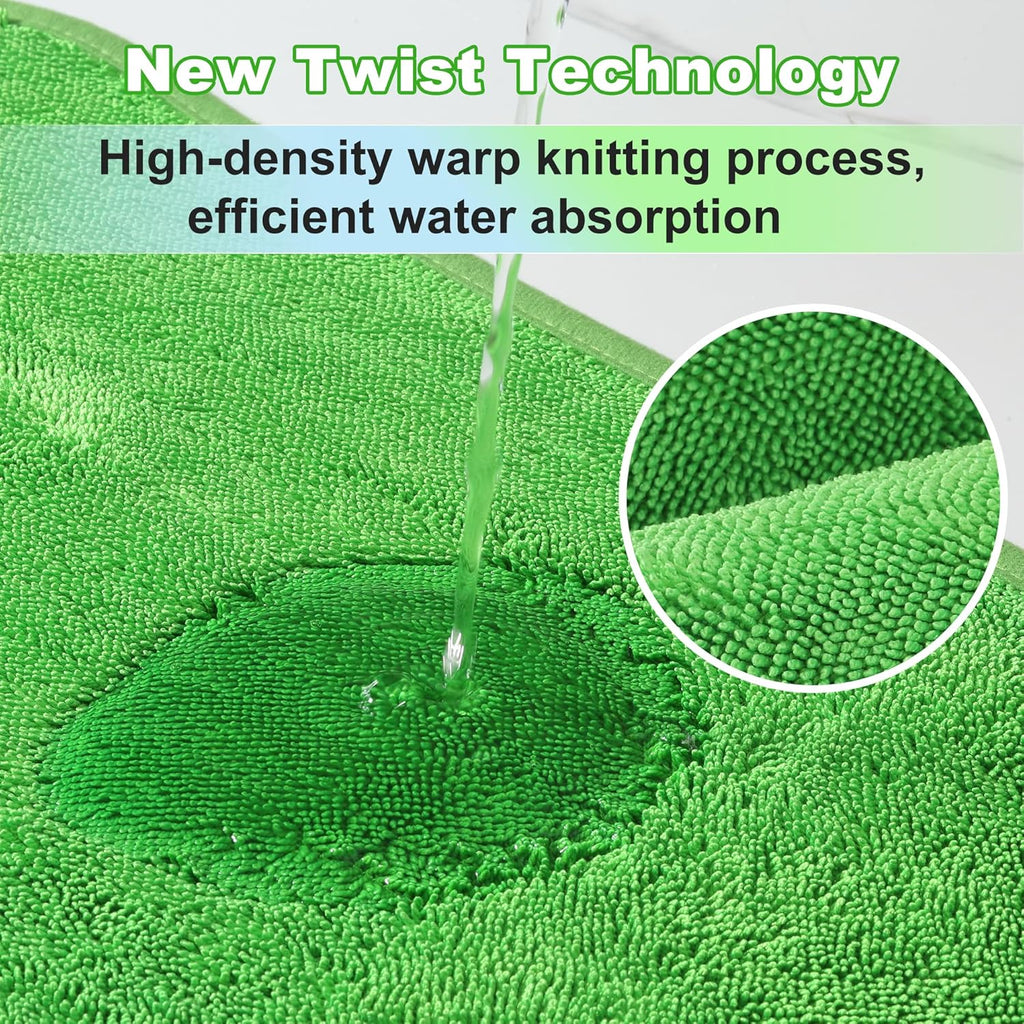 JOYMOOP Microfiber Towels for Cars, 35.4" x 23.6" Car Drying Towel, Green Reusable Car Towel, Quick Drying Car Microfiber Cleaning Cloth for RVs, SUVs, Trucks