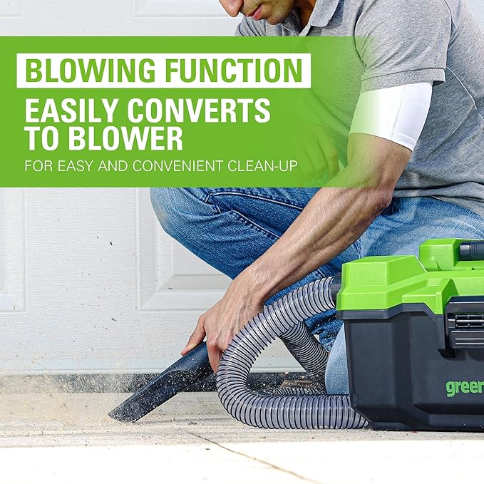 Greenworks 24V (3 Gallon) Cordless Wet/Dry Shop Vacuum + Accessories, Including 2.0Ah Battery and Charger