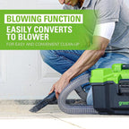 Greenworks 24V (3 Gallon) Cordless Wet/Dry Shop Vacuum + Accessories, Including 2.0Ah Battery and Charger