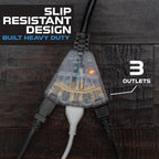 Iron Forge Cable 10 Gauge 10ft Lighted Outdoor Heavy Duty Extension Cord with 3 Outlets - 15 Amp 10/3 SJTW Black Extension Cord with Multiple Outlets