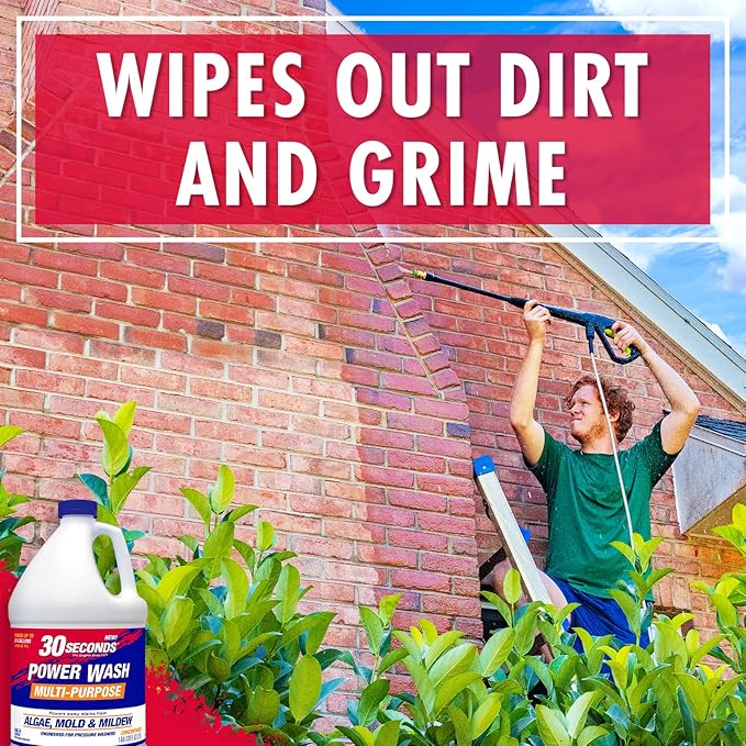 30 SECONDS Pressure Washer Concentrated Cleaner – Power Cleans Stains from Algae, Mold & Mildew, Dirt, Grime – Makes up to 20 Gallons