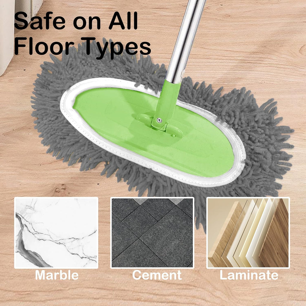 Reusable Microfiber Chenille Mop Pads Compatible with Swiffer Sweeper, Dry Sweeping Cloths & Wet Mopping Cloths, Refills for Hardwood Surface Floor Cleaning, 4 Pack (Grey)
