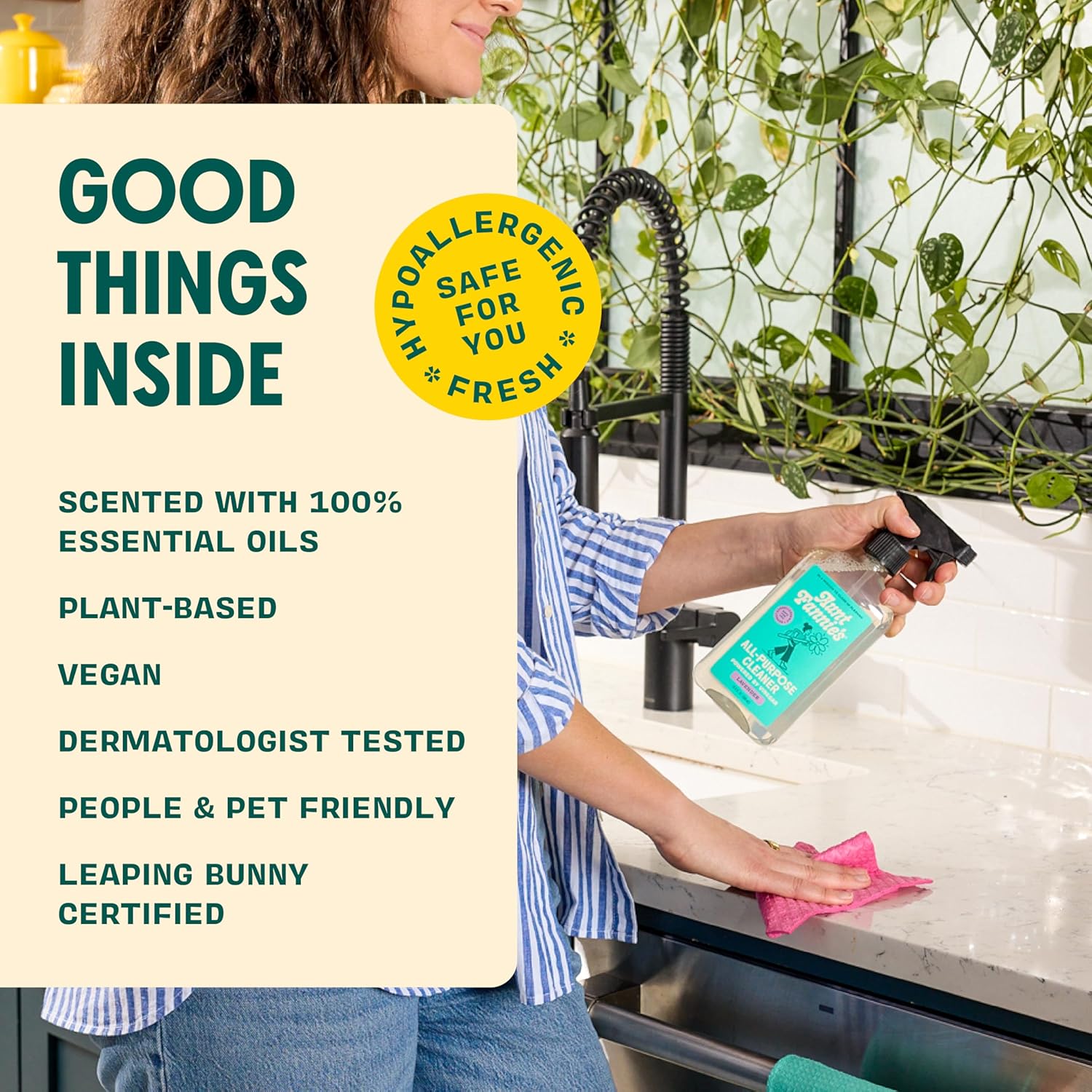 Aunt Fannie's All Purpose Household Cleaner, Multi-surface Spray, Powered by Vinegar for Kitchen, Bath, Windows and Countertops, Lemon Scent (Pack of 1)