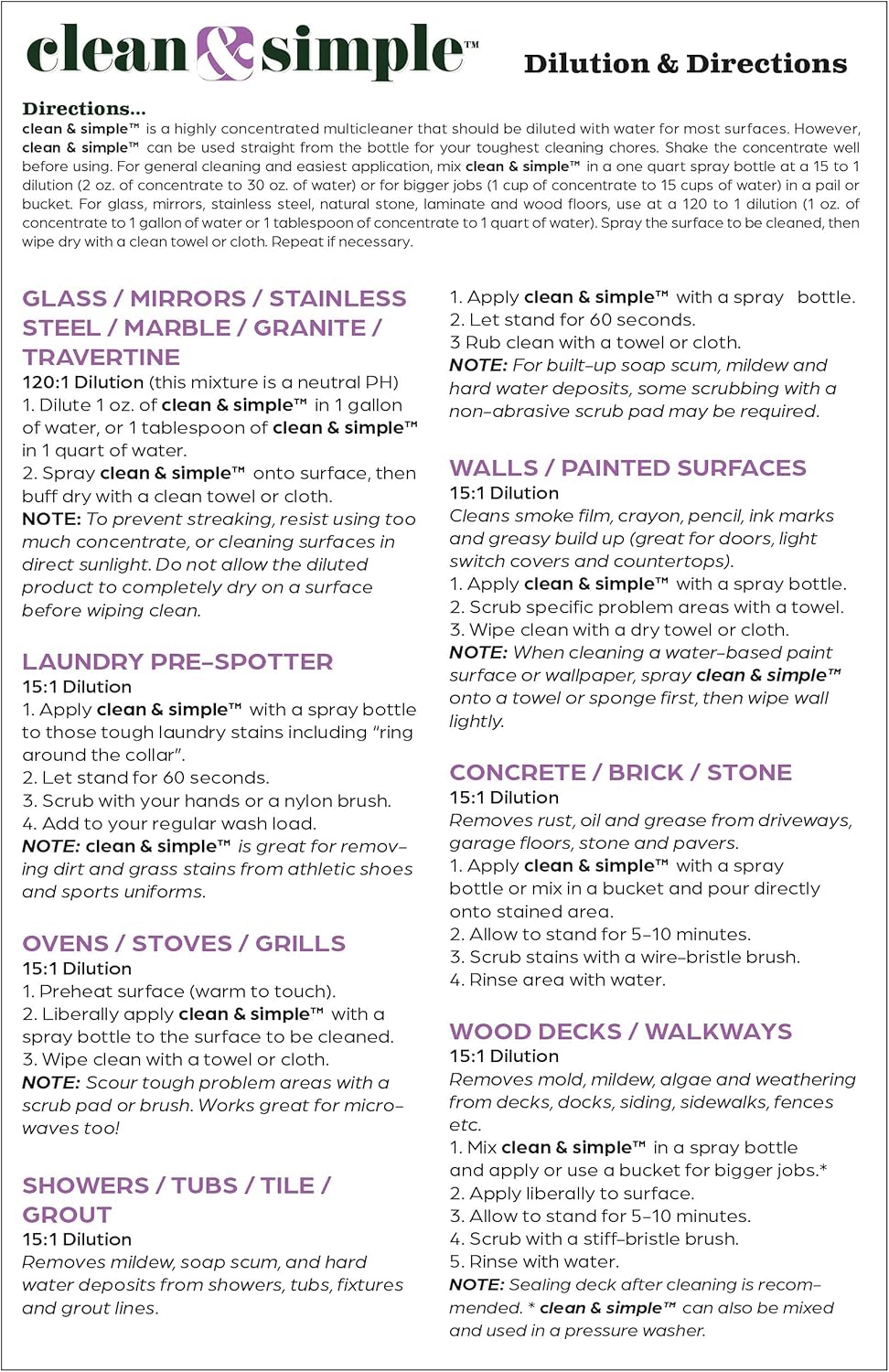 All-Purpose | Household Cleaner | clean & simple™ SUPER CLEANER concentrate (165)