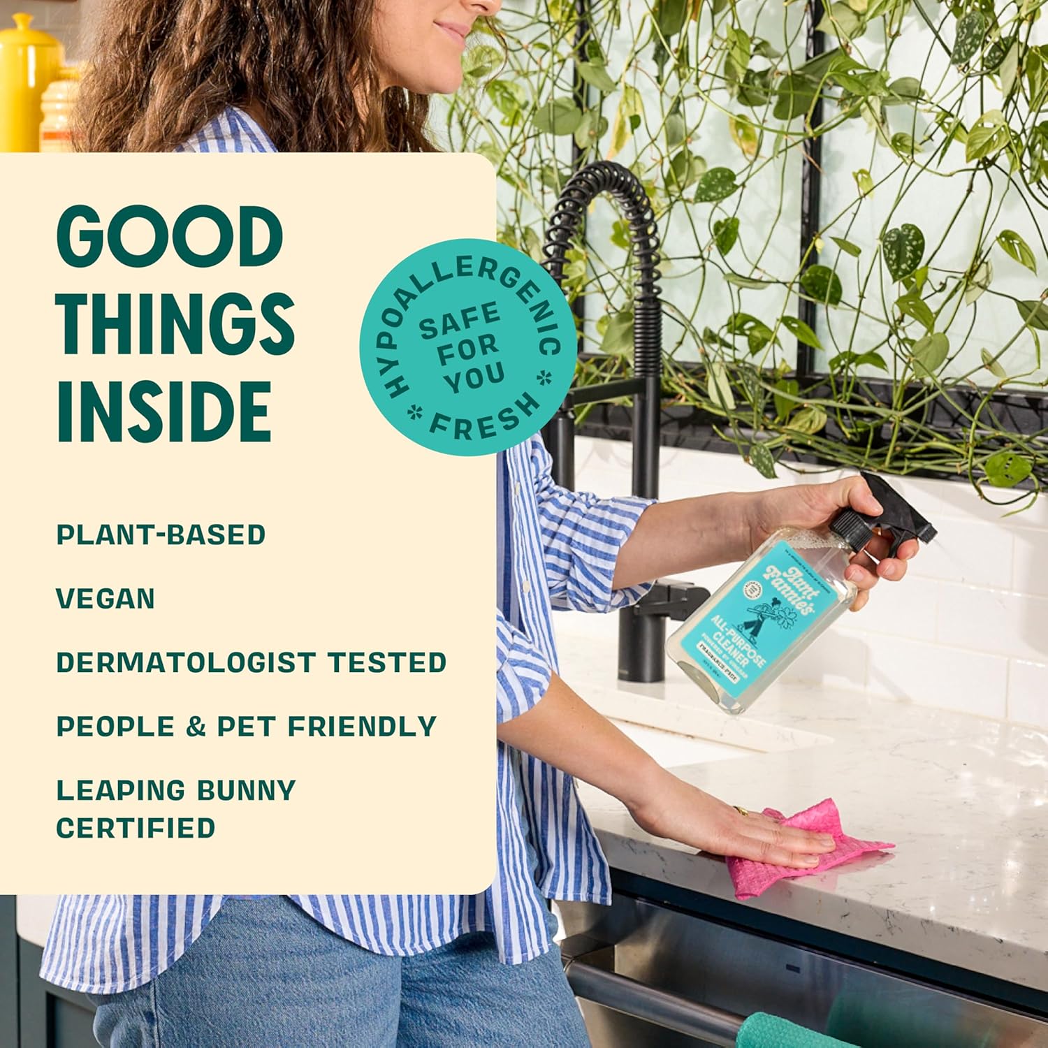 Aunt Fannie's All Purpose Household Cleaner, Multi-Surface Spray Cleaner, Powered by Vinegar for Kitchen, Bath, Windows and Countertops, Fragrance Free, Pack of 6