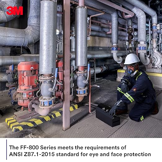 3M Secure Click Full Face Reusable Respirator with Large Lens, Speaking Diaphragm and Push Button Seal Check, FF-801, Painting, Sanding, Chemical Clean-up, Sawing, Small