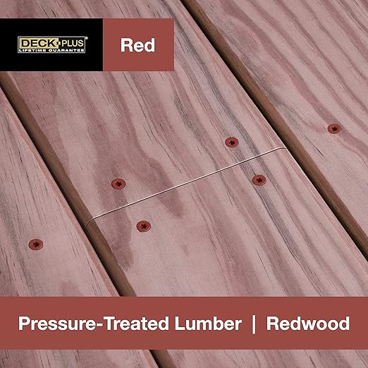 Deck Plus 3 Inch Epoxy Coated Exterior Wood and Fence Screws #10 x 3 Torx/Star Drive Included Coarse Thread, Outdoor Rust Resistant Decking Screw, Red, 40 Pieces | 42600