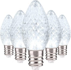 Holiday Lighting Outlet Faceted C7 Christmas Lights | Cool White LED Light Bulbs Holiday Decoration | Warm Christmas Decor for Indoor & Outdoor Use | 2 SMD LEDs in Each Light Bulb | Set of 500
