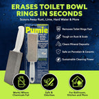PUMIE Pumice Stone Toilet Bowl Cleaner (2-Pack) - Toilet Pumice Stone with Handle - Heavy Duty Scouring Stick for Rings, Bowls, Hard Water Stains, Lime, Rust, Sink - Includes Handle for Easy Use