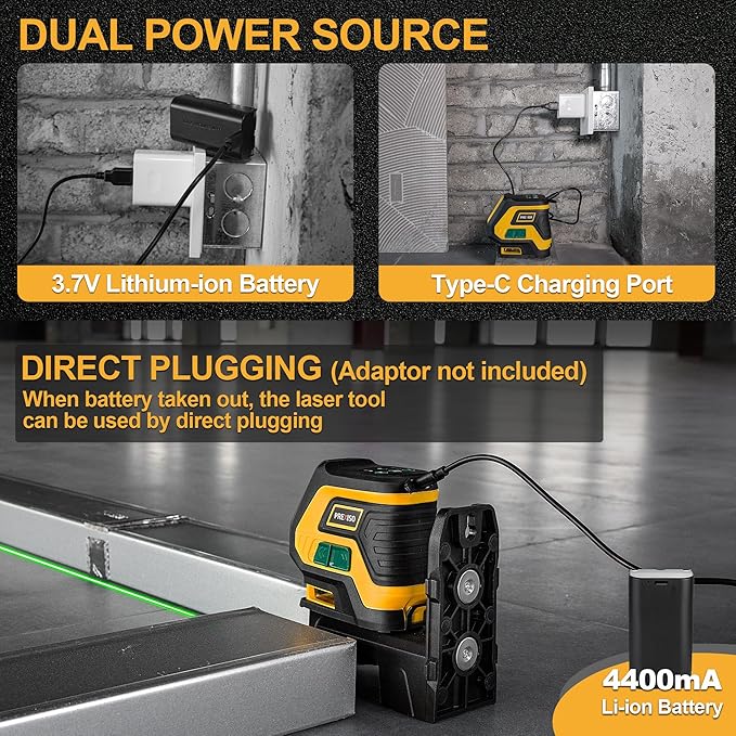 PREXISO Laser Level with Tripod & 2 Plumb Dots - 100 Ft Rechargeable Point Cross Laser Level Self Leveling - Plumb Spot Alignment Wide Angle Laser Line for Construction, Ceiling, Floor Tile