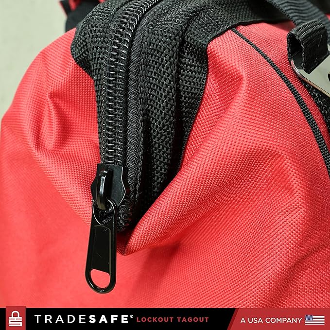 TRADESAFE Lockout Tagout Bag for Loto Devices - Polyester Canvas Lock Out Tag Out Kit Bag, Heavy Duty Tool Bag Organizer, 12-1/2 x 8 x 9-3/4 inches