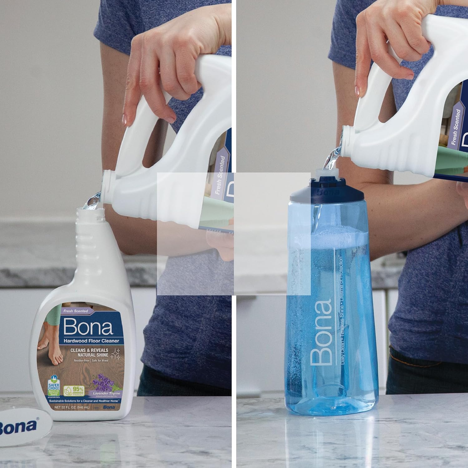 Bona Hardwood Floor Cleaner Refill - 64 fl oz - Lavender Thyme - Refill Spray Mops and Spray Bottles - Residue-Free Floor Cleaning Solution for Hardwood Floors