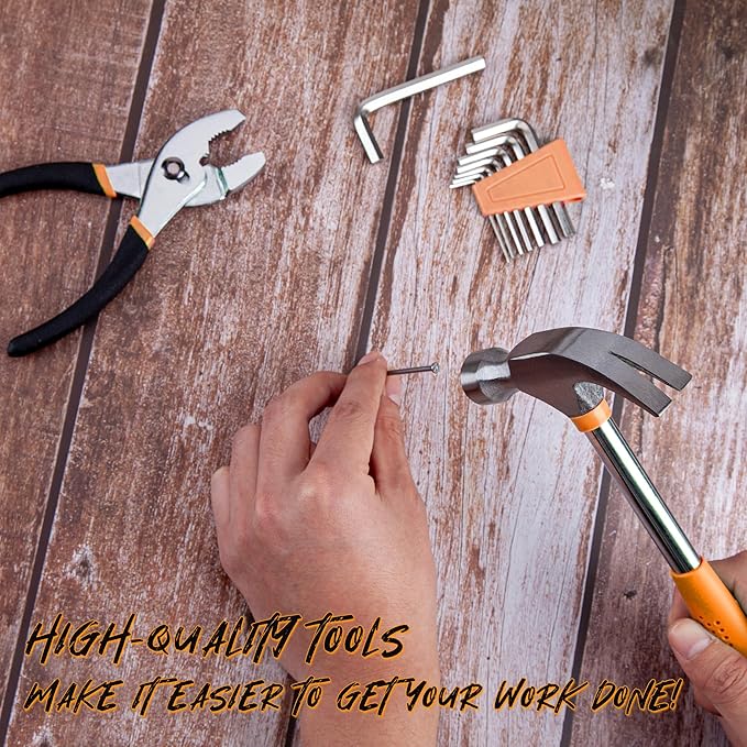 CARTMAN 39 Piece Tool Set General Household Hand Kit with Plastic Toolbox Storage Case Orange