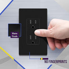 ENERLITES Matte Black Decorator Receptacle with Screwless Wall Plate, Standard Electrical Wall Outlet, 15A 125V, Self-Grounding, 2-Pole, 3-Wire, UL Listed, 61502-TR-MBKSID, 20 Pack, Tamper Resistant