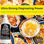 Commercial Grill and Oven Cleaner 32 Oz Concentrate 12Pk. Fast-Acting Heavy-Duty Degreaser Solution Removes Carbon, Grime, Burnt Food and Oil for Griddles Fryer Baskets and Kitchen Cooking Surfaces.