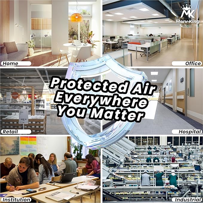 MervKing 20x20x4 Air Filter Actual Size: 19.88" x 19.88" x 4.31" MERV 13 MPR 1500-1900 | MADE IN USA | 4-Pack | Pleated HVAC AC Furnace Replacement