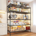 REIBII 45.5''W Storage Shelves Wire Shelving, 5 Tier Pantry Shelves for Storage Rack, Adjustable Metal Shelving for Pantry Kitchen Steel Shelving, 45.5" W x 71" H x 17.7" D