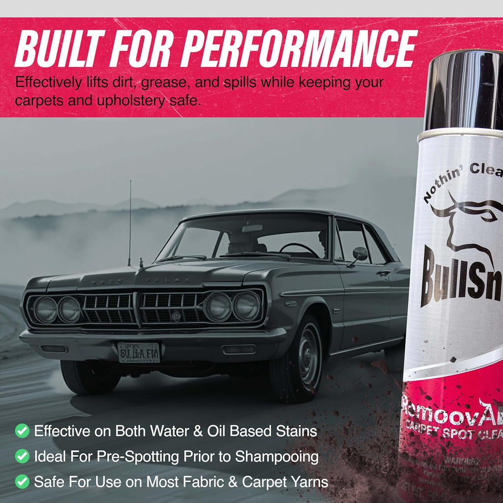 RemoovABull Carpet & Upholstery Stain Remover – Fast Acting, Powerful Cleaner for Oil, Grease, Dirt, Coffee, Urine & More – Ideal for Car Interiors, Fabrics, & Carpets – Made in the USA