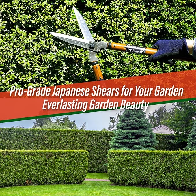 SUIZAN Hedge Shears 21.3" - Professional Japanese Garden Clippers for Precise Trimming Gardening Tools
