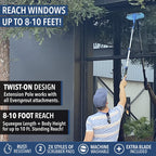 EVERSPROUT 1.5-to-3 Foot Swivel Squeegee and Microfiber Window Scrubber (8-10 Ft Standing Reach) | 2-in-1 Window & Glass Cleaning Combo | Lightweight, Aluminum Extension Pole | Includes 10-inch Blades