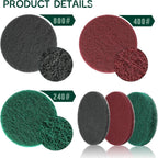 Power Scrub Pads Drill Attachment, GOH DODD 15 Pieces 5 Inch Headlight Restoration Kit Cleaning Kit Scouring Pads with Baker and Universal Shaft for Kitchen, Bathroom, Grout, Carpet, Tub, Grill, Tile