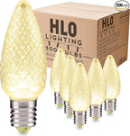 HLO Lighting Set of 500 Warm White C9 Faceted LED Christmas Light Bulbs for Indoor & Outdoor Use | Durable Replacement Bulbs