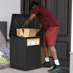 Upgrade 48 Gallon Package Delivery Box for Porch with Sign, Outdoor Storage with Lockable Secure, Large Double Wall Resin Outdoor Package Delivery and Waterproof