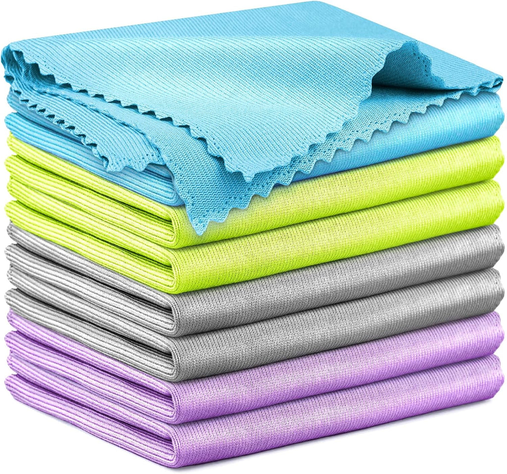 Microfiber Cleaning Cloth Glass Window Stainless Steel Mirror Polishling Rags Eyeglass Windshield Household Nano Sparkle Cloth Lint Free Cloth Cleaning Supplies Shiny Wipes, Pack of 8, 16" x 12"
