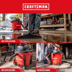 CRAFTSMAN CMXEVBE17596 20 Gallon 6.5 Peak HP Wet/Dry Shop Vac, Heavy-Duty Shop Vacuum Wet and Dry with Filter, Dust Bag, Hose and Attachments for Shop, Garage, Jobsite Cleaning