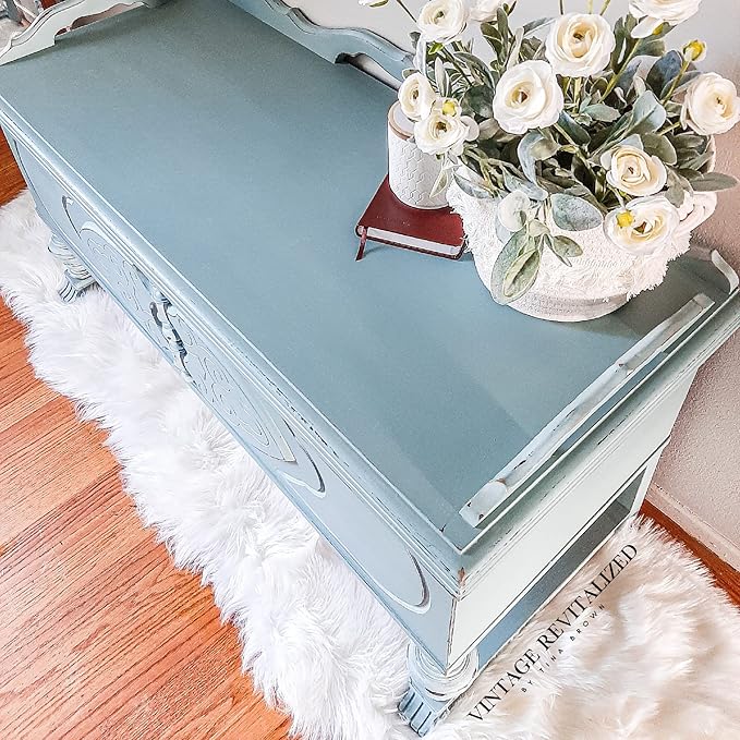 Dixie Belle Paint Company Chalk Finish Furniture Paint - Vintage Duck Egg (4oz) - Matte Light Blue Chic Chalk Mineral DIY Furniture Paint