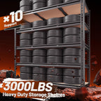 REIBII 48.2" W Garage Shelving, Storage Shelves Load 3000LBS, Adjustable Garage Shelving Heavy Duty for Pantry, Basement, Warehouse, 48.2" W X 71.9" H X 24" D, Black