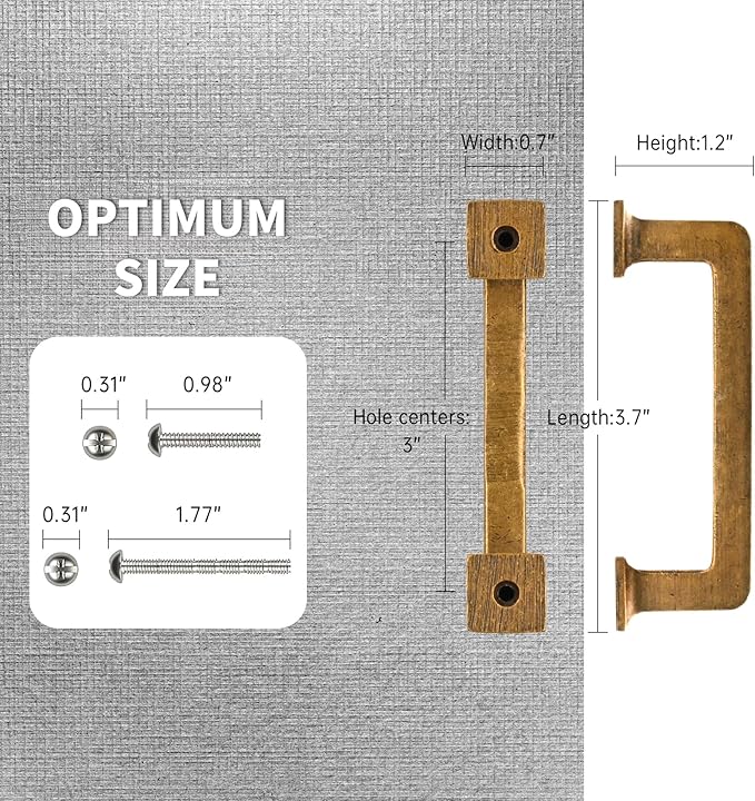 FILTA Cabinet Handles 3 Inch 10 Pack Antique Brass Cabinet Pulls for Kitchen Metal Drawer Pulls Modern Cabient Hardware Cupboard Handles