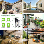 LIT-PaTH Outdoor Wall Lantern, Wall Sconce as Porch Lighting Fixture, E26 Medium Base Max 60W, Anti-Rust Metal with Glass Shade, Black, 1-Pack