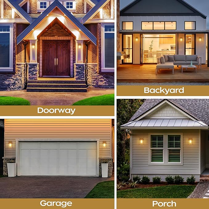 WIHTU Gold Outdoor Exterior Light Fixture for House, LED Front Porch Lights for House, Waterproof Wall Sconce Lantern Lamp, Outside Coach Lights for Patio, Garage, Doorway, Entryway