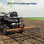 Tow Behind Landscape Rake, 48" Tow Dethatcher with 17 Steel Coil Tines, Lawn Dethatcher Rake Attaches to 48" or 60" Toolbars and 3-Point Suspension Systems, for Leaves, Pine Needles, and Grass, Orange