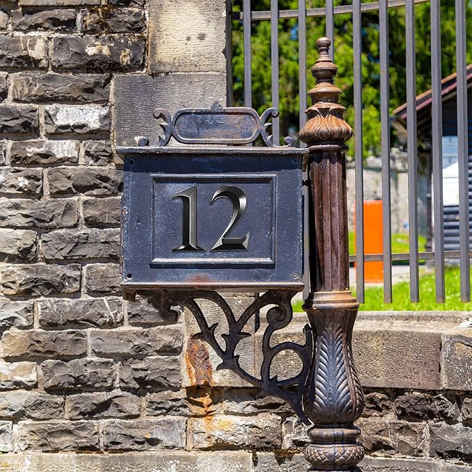 Jetec 10 Pcs House Numbers 3D Door Mailbox Numbers 0-9 Self Adhesive House Door Street Address Stickers for, Apartment, Office, Hotel Room, Mailbox Signs(4 x 2.5 Inches,Black)