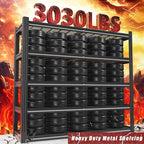 48" W x 72" H x 24" D Garage Shelving Heavy Duty,5 Tier Adjustable Metal Shelves Storage Rack,3030 LBS Large Industrial Shelving Unit for Basement,Warehouse,Garage Organization